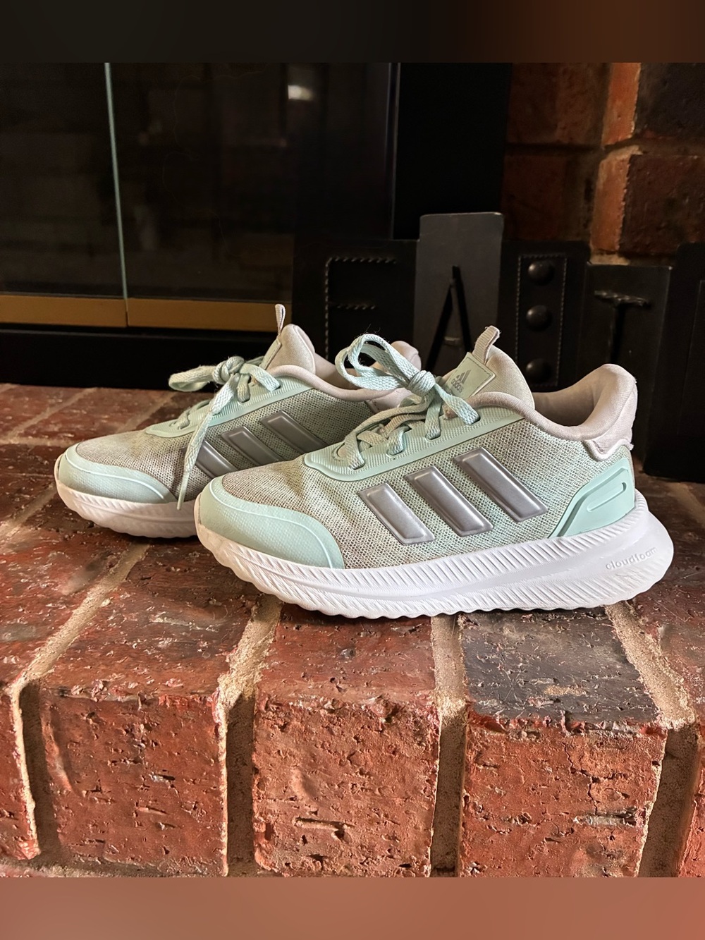 adidas Girls Mint Green and Silver Sneakers